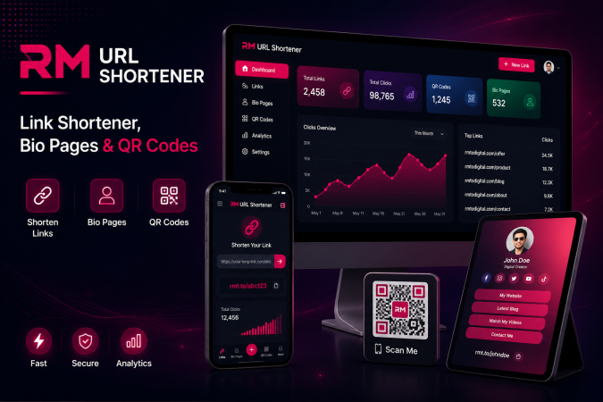 RM URL Shortener - Link Shortener, Bio Pages & QR Codes