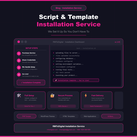 Stop Struggling With Setup — Let Our Experts Install Your Scripts & Templates